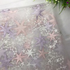Lace Fabric Star Embroidery Tulle Lace Fabric Material DIY Bridal Wedding Dress