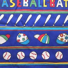 Cranston Print Schwartz Liebman Cotton Baseball Novelty Fabric BTY Primary BYD