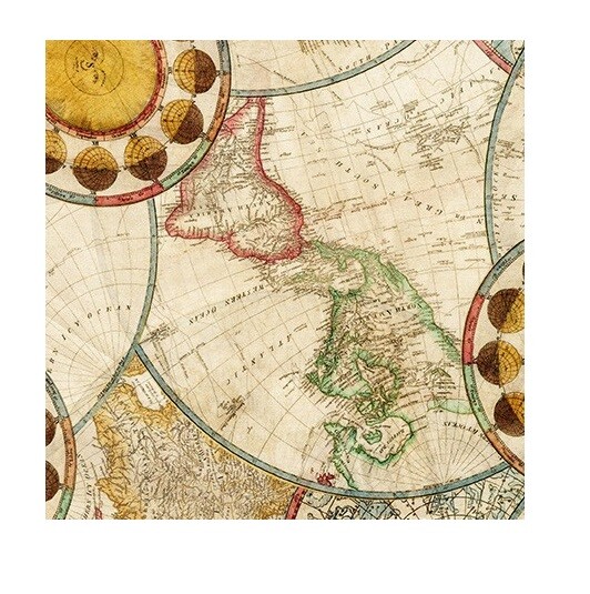 Travel Fabric | Library Rarities Old Globe Maps Allover | Robert Kaufman YARD
