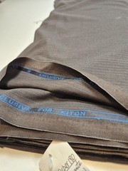 Kiton Super 180 Wool Suiting Fabric Brown Pinstripe 10 Yards England Tailoring