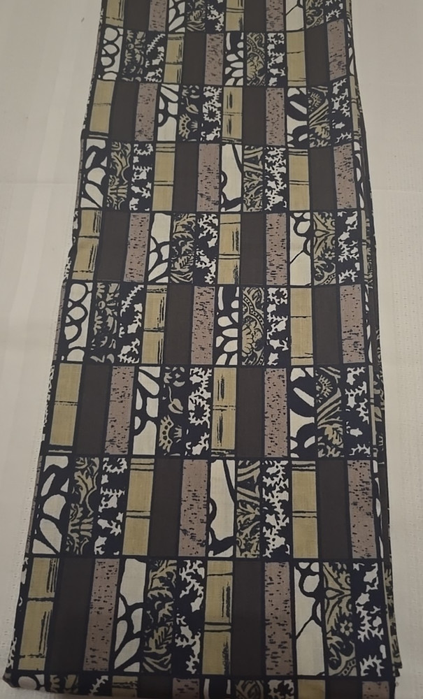 Vintage Cotton Fabric 1 Yard X 60″ Black Brown Tan Sewing Quiting Crafting