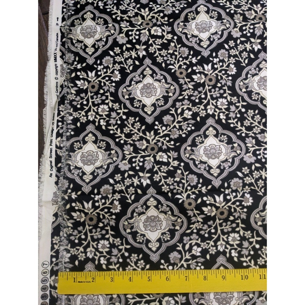 2 Yard Better Homes & Gardens Cotton Floral Medallion Black Paisley Jacobean Gra