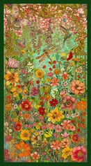 Enchanted Canopy Fabric Panel ~ 24″ x 44″ ~ Flowers, Bee, Hummingbird, Butterfly