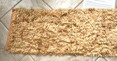 WAVY MOHAIR FABRIC REMNANT PIECE W/DYEING INFO:NWOT HONEY-COLORED 12″ X 54″