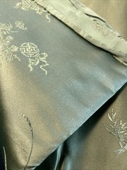 Vtg 1950s Harilela Hong Kong Silk Blend Brocade Fabric Silvery Green 5 Yards