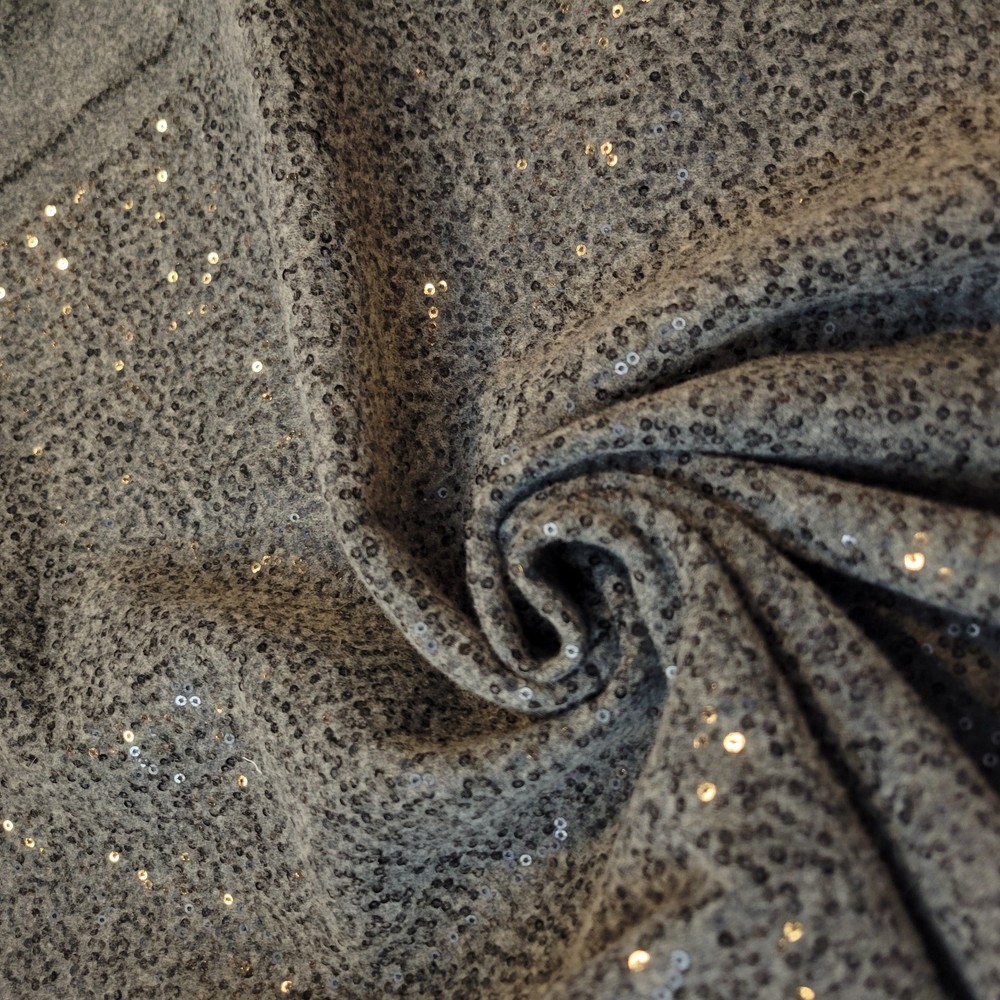 Gray Lightly Felted Wool w/ Black Sequined Mesh Felted In – FAB! Suiting-Weight