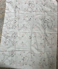 Hand Embroidered Panels 10 6″x8″ Chick Duck Cat Rabbit Dog Etc