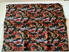 Hoffman Int Kimono Collection Cotton Fabric Asian Goldfish 4 Yd Metallic OOP