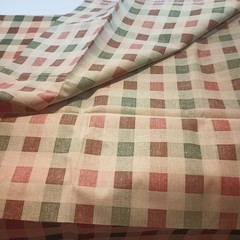 2 Yards Pink Green Tan Check Plaid Fabric 56″ w Cotton Home Dec