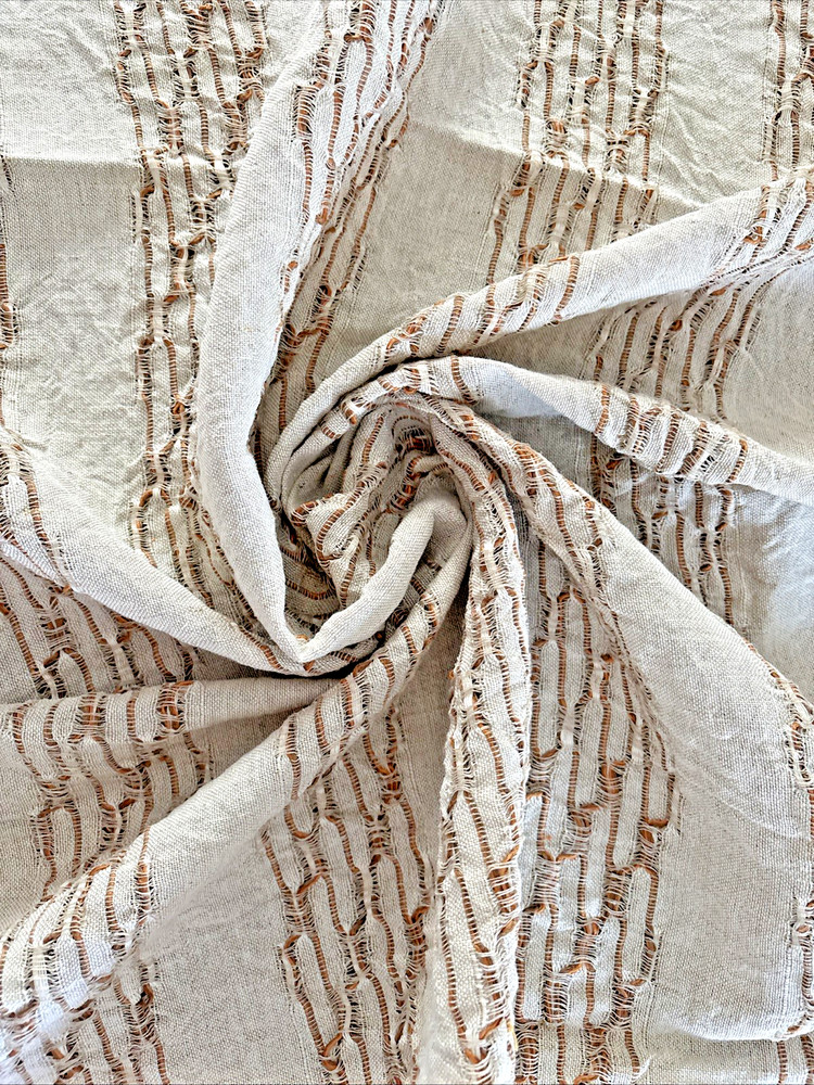 Oatmeal Linen Look Natural Browns NEW 45″ Wide Fabric Remnant ~ 2 and 2/3yds