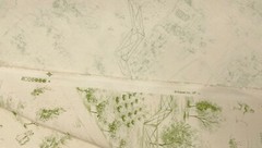 VINTAGE KRAVET MONTICELLO TOILE SAGE GREEN BEIGE EXCLUSIVE FABRIC BY YARD 53.5″W