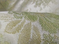 Vtg Brocade Damask Fabric Jacquard 1 Yd 30″ x 58″ Sage Green Silver Floral MCM