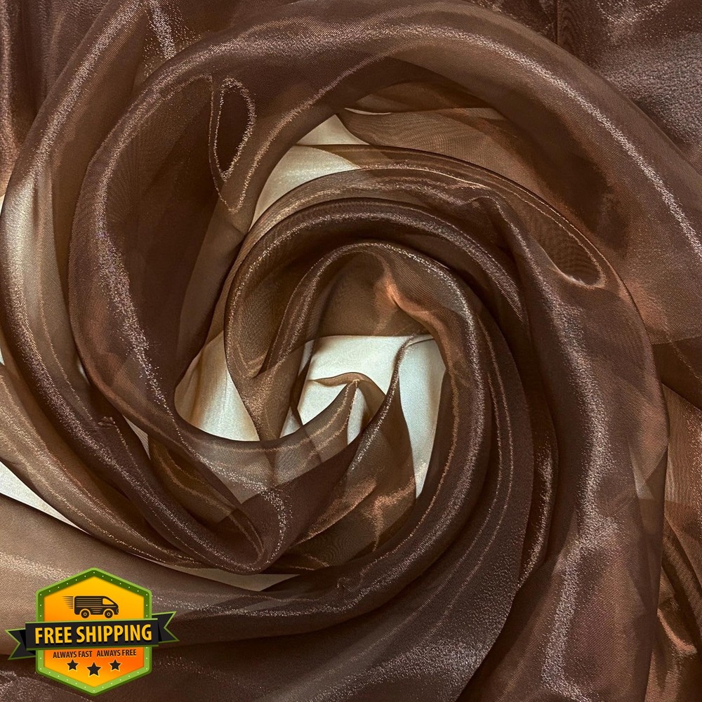 Sheer Organza Fabric by The Yard, 11 Yard x 60 Inch Wide Brown Silk Organza F…
