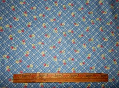 blue 1930s feed sack reproduction floral fabric Apron Strings Chloe’s Closet BTY