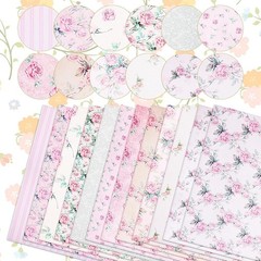 12pcs Pink Rose Cotton Fabric Bundle 18×22 Inch Quilting Fat Quarters DIY Crafts