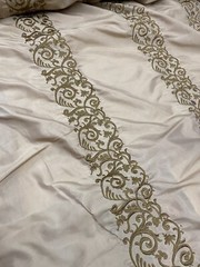 FAUX SILK EMBROIDERED~DRAPERY UPHOLSTERY Gold By The Yd