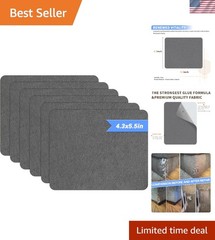 Gray Microfiber Self-Adhesive Sofa Patches – 6 Pack for Fast Repairs