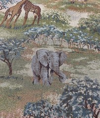 Tapestry Upholstery Fabric Cotton African Animal Jungle Giraffe Lion BTY