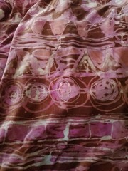 2.5 Yds Vintage Estate Batik Velvet Fabric 100 X 42 Magenta Blue Lavender Purple