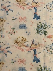 Vintage Unbranded Babies with Toys Themed Cotton Fabric Nursery 43” By The Yard