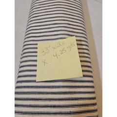 Vintage Antique Blue Stripe Ticking Fabric 33″x4.25 yards Rare HTF