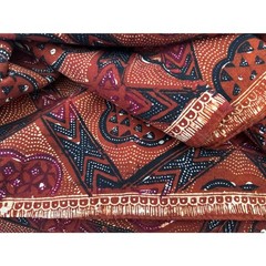 Vintage Geometric Fabric Rust Black Global Boho Cotton 70s Mod Earthy Nomad Art