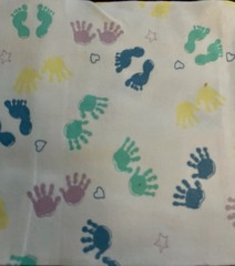 Pastel Hand & Footprint Toss Fuzzy Flannel for Burp /Wash Cloth Quilts 36″x30″