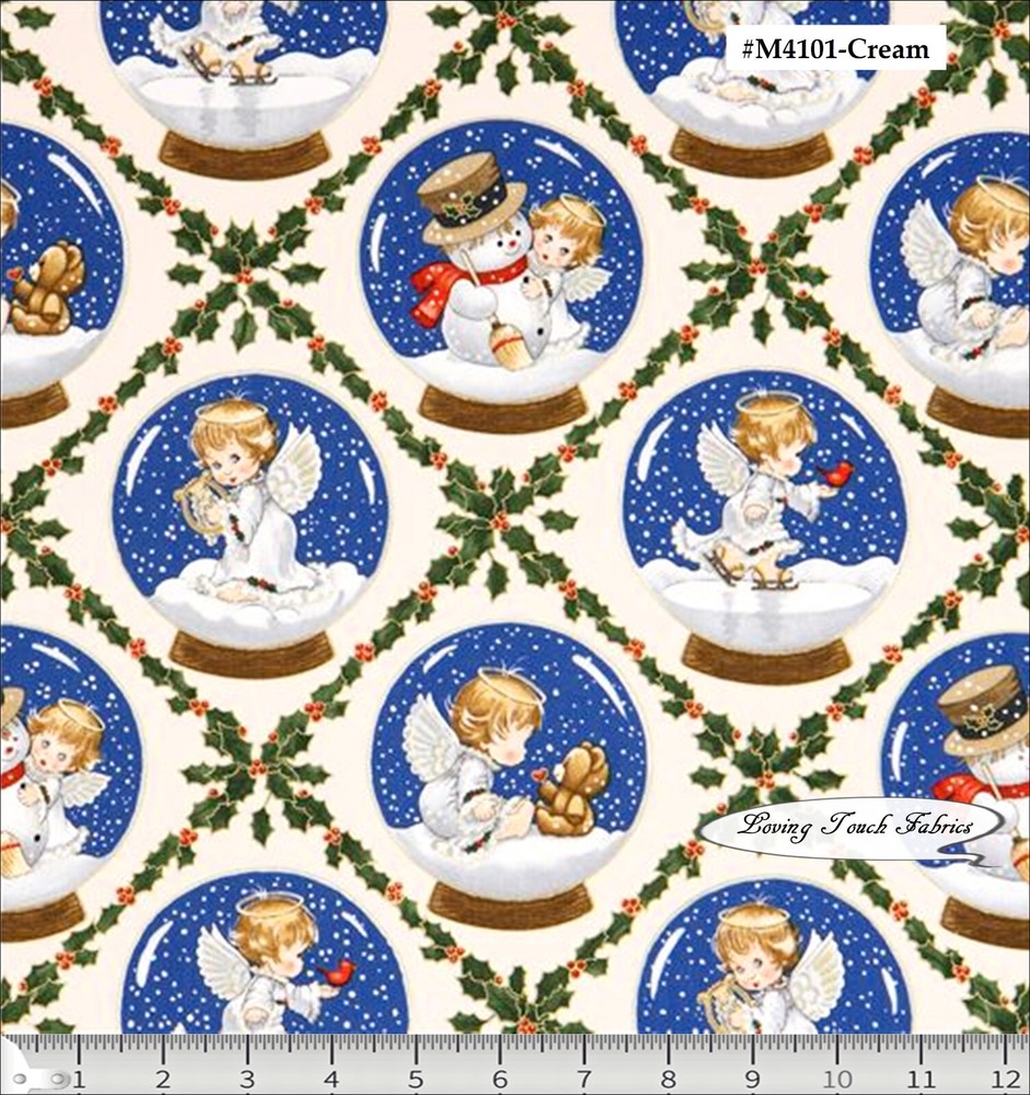 ELIZABETH’S STUDIO, M4101, CHRISTMAS CHERUBS, ANGELS, FABRIC PRICED @ 1/2 YD