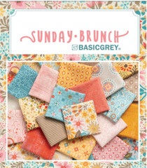 Moda SUNDAY BRUNCH 30757 13 Teal STRIPE Blue Aqua BASIC GREY Quilt Fabric