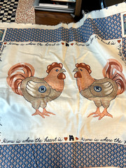 Vtg Cut and Sew Fabric Panel Set of 3 Cows and Chickens Throw Pillow Size