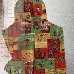 Vintage 1940s Adventure Sports & Western Print Cheater Quilt Fabric – 2 Remnants