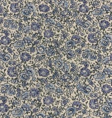 Vtg Floral Calico Fabric By Fabri-Quilt Blue Green White Cottagecore BTHY
