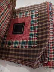 LOT of 20 Plaid Red Blue White Green Random sewn cotton fabric QUILT Blocks 6×6
