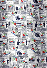 I Like You America Apple Nostalgic Newspaper Collage Cotton Fabric BTHY #63