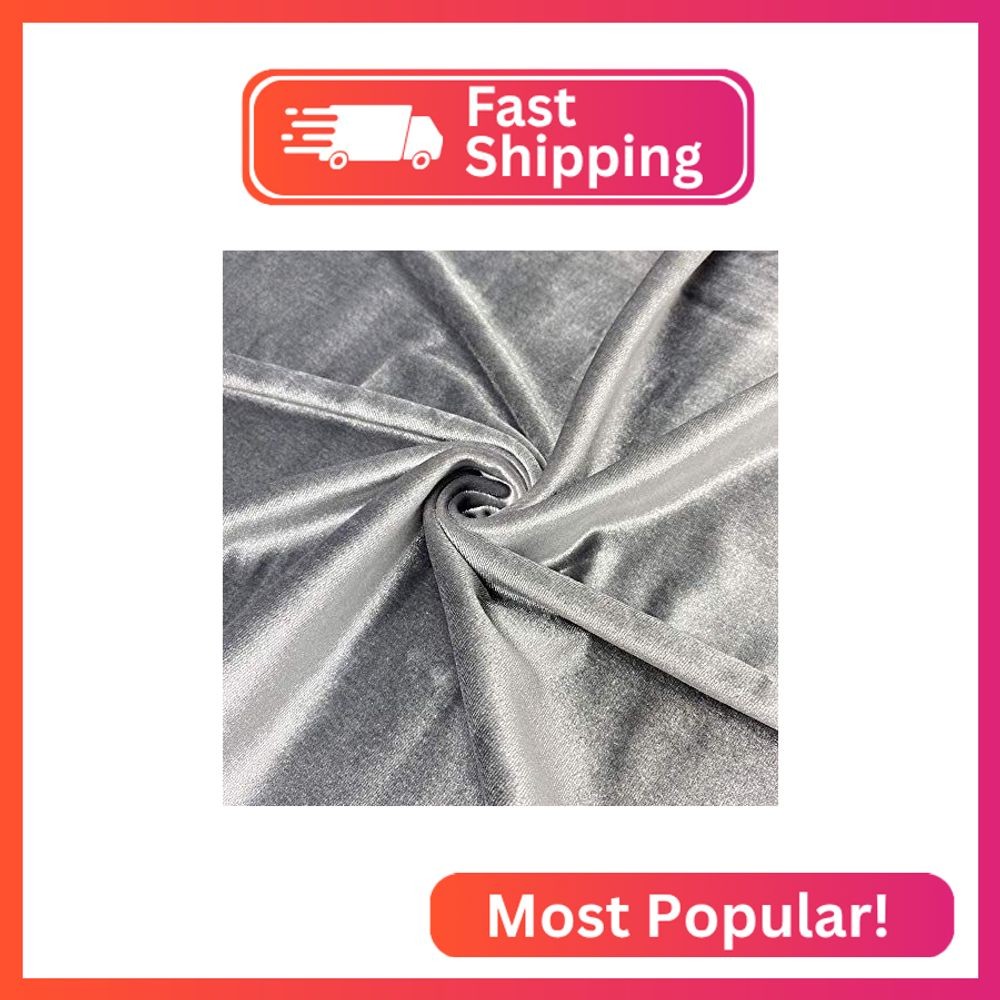 Valentina Textile Inc Stretch Velvet Fabric is 58/60″ inches Wide (1 Yard, Slive