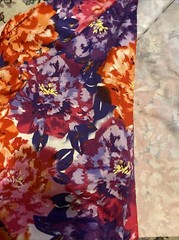 Vtg 6 Mt Fabric POLY COTTON purple red pink Flowers Floral 1-Way Stretch 56” Wid