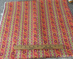 2 yard x 44″ Quilt Fabric Hamil Textiles Bright Red Yellow Stripes Flowers