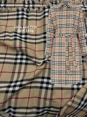 PLAID FABRIC 100% COTTON BEIGE TARTAN Red White Black ClassicCheck 2.0 meter