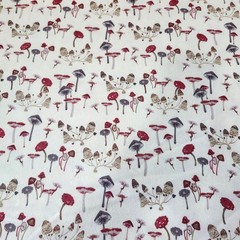 Super Snuggle Flannel Fabric 4.25 yd Forest Mushrooms Cream New Uncut