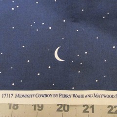 Midnight Cowboy Perry Wahe Moon and Stars on Dark Blue Cotton Maywood BTY x 44