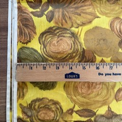 Vintage MCM 50s 60s Golden Yellow Floral Silk Fabric 2 yards + 6″ L x 36″W