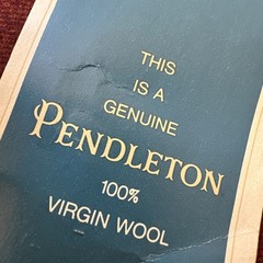 PENDLETON Virgin Wool 6+Yd Remnant 60″ Wide Burgundy Sponged Medium Weight Label