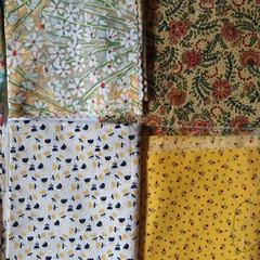 11 PC / 1 LB Mixed Lot Cotton Fabric Prints Warm Sunny Colors Modern & Vintage