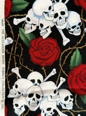 VINTAGE 2001 Alexander Henry Skulls and Roses – 32” x 44”