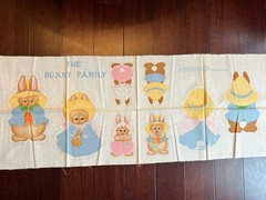 Vintage Cut and Sew Fabric Bunny Family Makes 4 Bunnies- 10” And 7” Tall