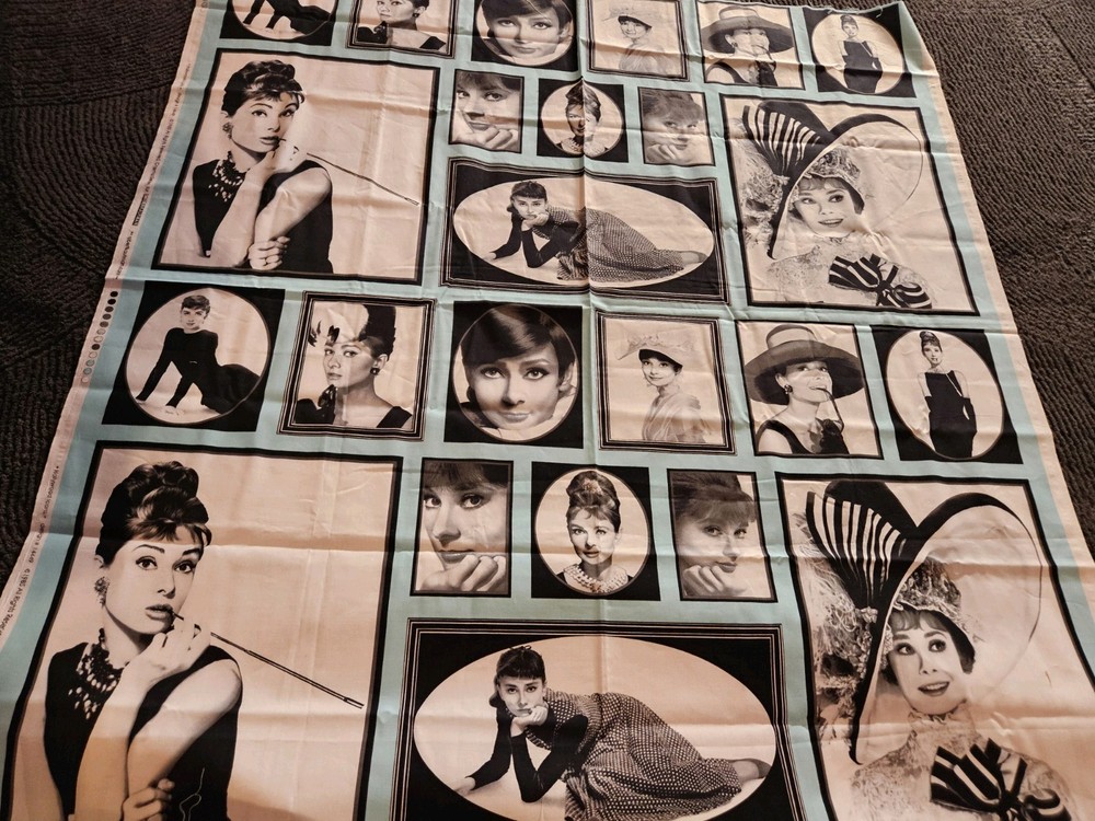 46 X 43 Vintage Audrey Hepburn Hollywood Icons Cinema 1985 Robert Kaufman Fabric