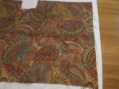 Decorator Fabric Remnant Paisley Floral Red Blue Green Gold 34” x 33”/40”
