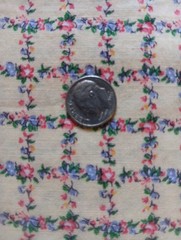 Vtg Micro Flowers Vine Cotton Fabric Trellis Lattice 42 x 2 1/3 Yds Cottagecore