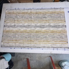 1yd Fabric Remnant Striped Tweed Gold Black Grey 56″ Wide