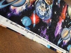 Solar System cotton fabric Elizabeth Studios black space stars planets
